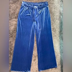 Wide Leg Velour Belted Trousers